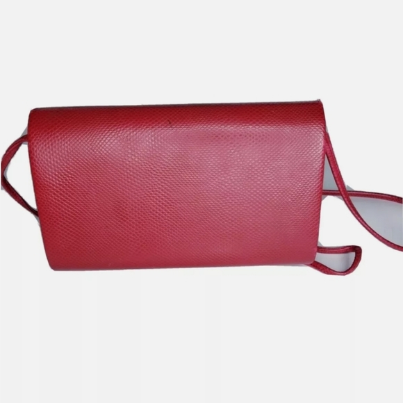 Ande Red Leather Crossbody Clam Shell Purse Vintage 1980s - Picture 8 of 10